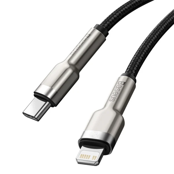16067165244005161 Baseus Cafule Metal USB-C To Iphone PD 20W Fast Charging Cable 2M - Black - Image 1
