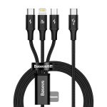 Baseus Rapid Series 3-in-1 Fast Charging Data Cable Type-C to M+L+C PD 20W 1.5M - Black