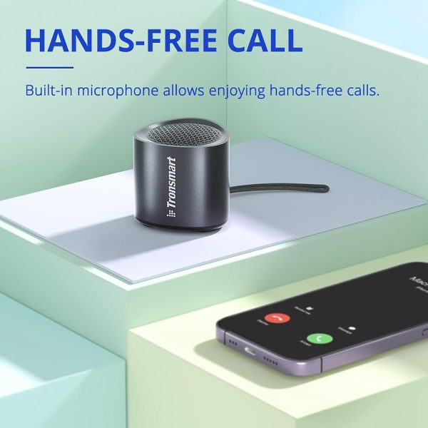 Tronsmart Nimo Portable Bluetooth Speaker Super-Compact Design Metal Craft Mini Speaker with Lanyard IPX7 Waterproof for Shower Travel 12 Hours Battery Stereo Pairing Hands-Free Call - Black - BB - Image 2