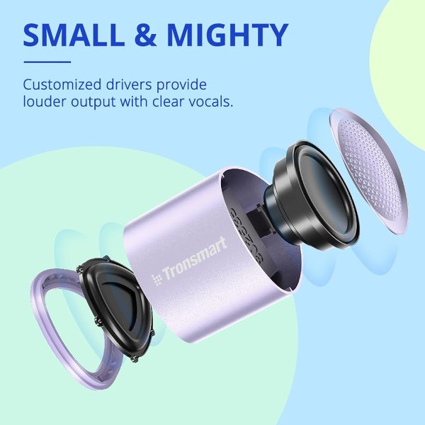 61FBVtapqvL._AC_SL1500_ Tronsmart Nimo Portable Bluetooth Speaker Super-Compact Design Metal Craft Mini Speaker with Lanyard IPX7 Waterproof for Shower Travel 12 Hours Battery Stereo Pairing Hands-Free Call - Purple - BB - Image 7