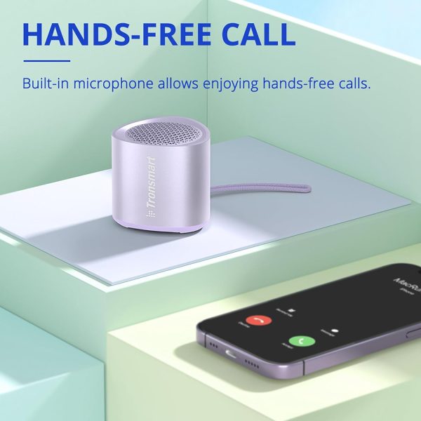 61coGcj+CAL._AC_SL1500_ Tronsmart Nimo Portable Bluetooth Speaker Super-Compact Design Metal Craft Mini Speaker with Lanyard IPX7 Waterproof for Shower Travel 12 Hours Battery Stereo Pairing Hands-Free Call - Purple - BB - Image 4