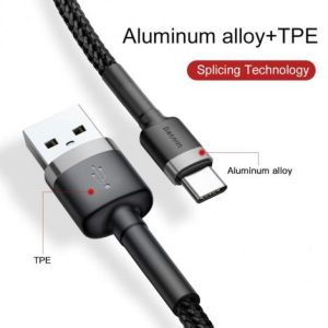 Baseus Cafule Cable USB A to Type-C 2A 2M - Black - Image 3