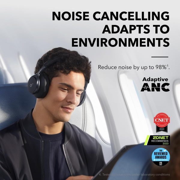 Anker Soundcore Space One Wireless Bluetooth Over-Ear Noise Cancelling Headphones - White - A3035021 - OP - Image 5