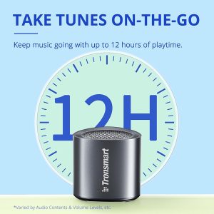 Tronsmart Nimo Portable Bluetooth Speaker Super-Compact Design Metal Craft Mini Speaker with Lanyard IPX7 Waterproof for Shower Travel 12 Hours Battery Stereo Pairing Hands-Free Call - Black - BB - Image 4