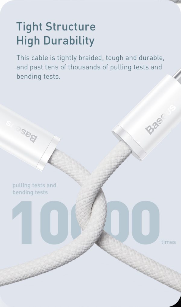 Baseus Dynamic Series Fast Charging Data Cable Type-C to Type-C 100W 2M - White - Image 5