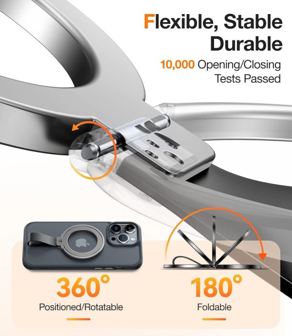 714+JN0YFeL._AC_SL1500_ TORRAS OmniRing Magnetic Phone Grip Holder Kickstand, Compatible with PopSockets MagSafe Ring Removable - Silver - Image 3