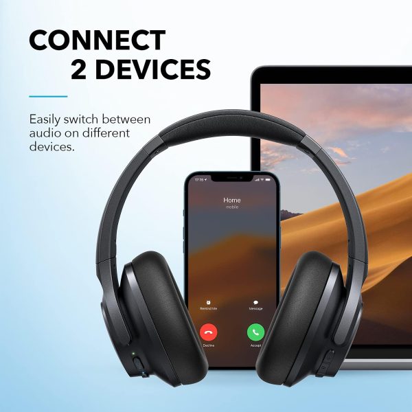 Anker Soundcore Life Q20+ Active Noise Cancelling Headphones 40H Playtime Hi-Res Audio App Connect to 2 Devices Memory Foam Earcups Bluetooth Headphones for Travel Home Office - BIS - Image 3