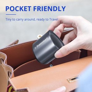 Tronsmart Nimo Portable Bluetooth Speaker Super-Compact Design Metal Craft Mini Speaker with Lanyard IPX7 Waterproof for Shower Travel 12 Hours Battery Stereo Pairing Hands-Free Call - Black - BB - Image 7
