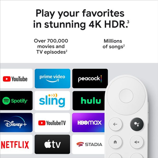Google Chromecast 4K Streaming Stick Entertainment on Your TV With Voice Search  Watch Movies Shows and Live TV in 4K HDR - White - Image 3