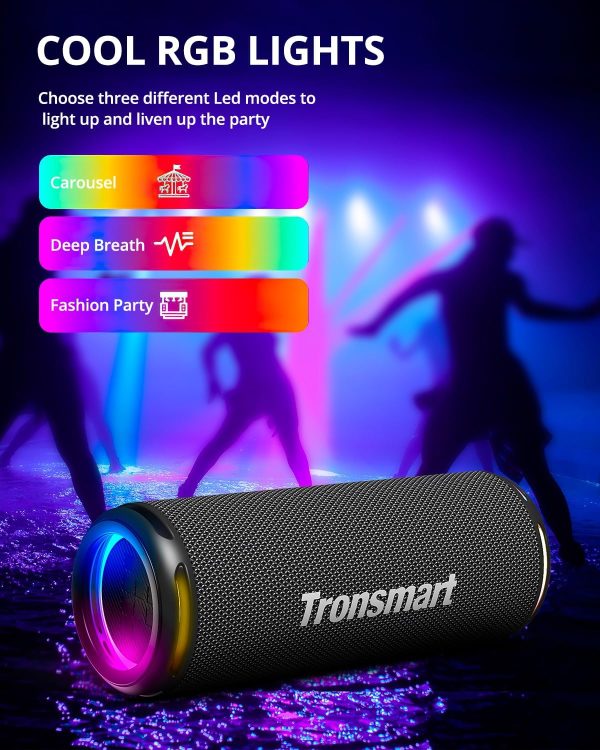 71TLZoAJjfL._AC_SL1500_ Tronsmart T7 Lite 24W Portable Bluetooth Speaker Enhanced Bass Rainbow Light Show 24H Playtime IPX7 Waterproof Wireless Stereo Pairing Bluetooth 5.3 for Home Outdoor Travel - Black - BB - Image 4