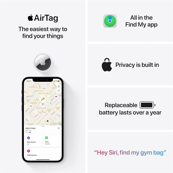 Apple Airtag - Personal Tracker to find lost items - Silver - 4 PACK - MX542AMA - Image 3