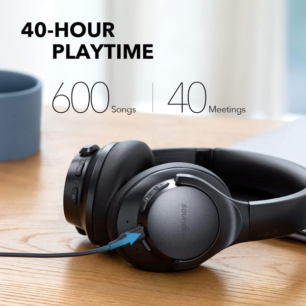 Anker Soundcore Life Q20+ Active Noise Cancelling Headphones 40H Playtime Hi-Res Audio App Connect to 2 Devices Memory Foam Earcups Bluetooth Headphones for Travel Home Office - BIS - Image 4