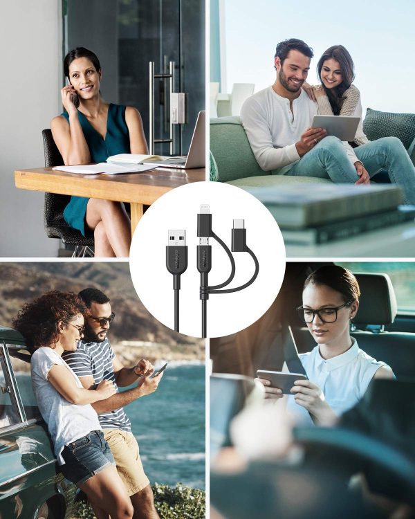 Anker PowerLine II 3-in-1 Cable 3ft - Black - BIS - Image 2