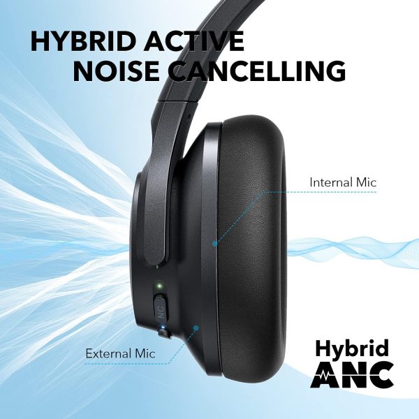 Anker Soundcore Life Q20+ Active Noise Cancelling Headphones 40H Playtime Hi-Res Audio App Connect to 2 Devices Memory Foam Earcups Bluetooth Headphones for Travel Home Office - BIS - Image 6