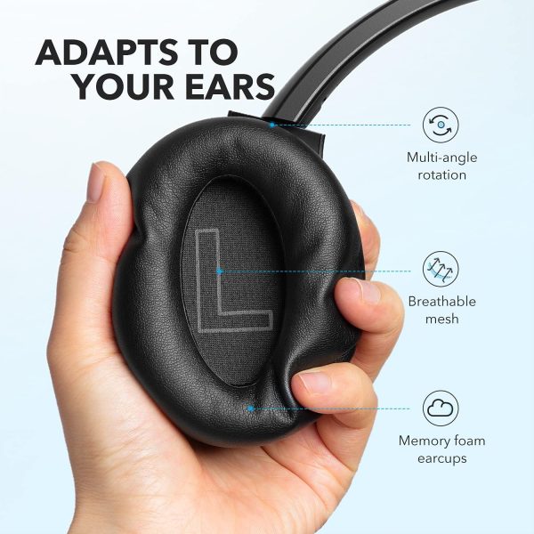 Anker Soundcore Life Q20+ Active Noise Cancelling Headphones 40H Playtime Hi-Res Audio App Connect to 2 Devices Memory Foam Earcups Bluetooth Headphones for Travel Home Office - BIS - Image 2