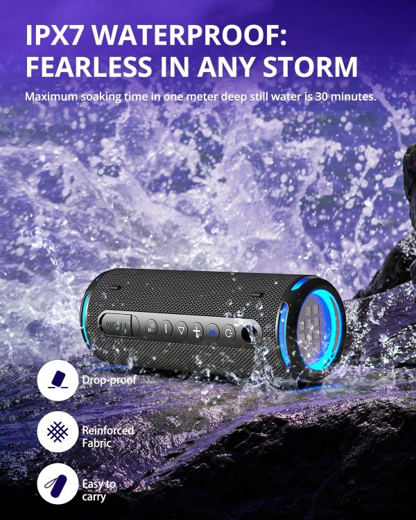 81FA35lfdYL._AC_SL1500_ Tronsmart T7 Lite 24W Portable Bluetooth Speaker Enhanced Bass Rainbow Light Show 24H Playtime IPX7 Waterproof Wireless Stereo Pairing Bluetooth 5.3 for Home Outdoor Travel - Black - BB - Image 6