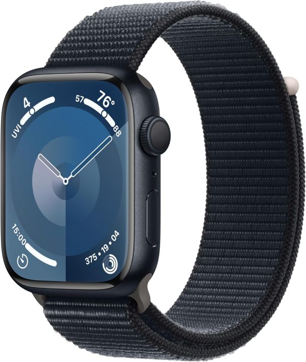 81xT0UQe3zL._AC_SL1500_ Apple Watch Series 9 45mm Smartwatch with Midnight Aluminum Case with Midnight Sport Loop Fitness Tracker Blood Oxygen & ECG Apps Always-On Retina Display Carbon Neutral - Image 1