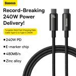 Baseus Tungsten Gold Fast Charging Data Cable Type C to Type C 240W 3M - Black