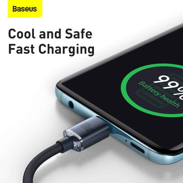 Baseus Crystal Shine Series Fast Charging Data Cable Type-C to Type-C 100W 1.2M - Black - Image 3