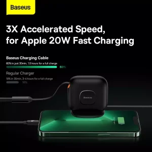 Baseus Traction Retractable 3 in 1 Cable Desktop Orgranizer Type C to M+L+C 100W 1.7M - Black - Image 3