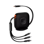Baseus Traction Retractable 3 in 1 Cable Desktop Orgranizer Type C to M+L+C 100W 1.7M - Black