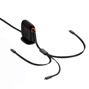 Baseus Traction Retractable 3 in 1 Cable Desktop Orgranizer Type C to M+L+C 100W 1.7M - Black - Image 11