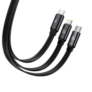 Baseus Traction Retractable 3 in 1 Cable Desktop Orgranizer Type C to M+L+C 100W 1.7M - Black - Image 10