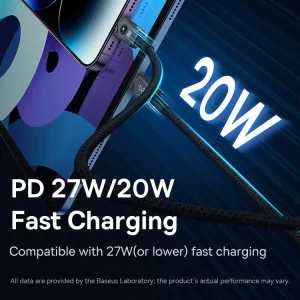 Baseus Unbreakable Series Fast Charging Data Cable Type-C to iP 20W 1M – Black - Image 5