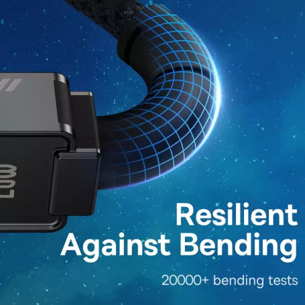 Baseus-Unbreakable-Series-Fast-Charging-Data-Cable-Type-C-to-iP-20W-1m-Cluster-Black-5 Baseus Unbreakable Series Fast Charging Data Cable Type-C to iP 20W 2M – Black - Image 4