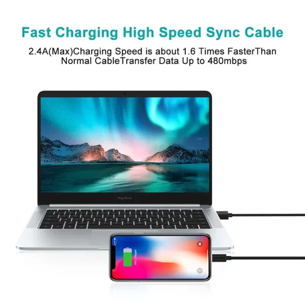 Buy-CHOETECH-1.8m-MFi-Certified-Lightning-To-USB-Cable-2.4A-Fast-Charging-Data-Cable-Black-IP0027-in-Pakistan-at-Dab-Lew-Tech-5 Choetech USB to Lightning Cable Apple Mfi Certified (1.8m/5.9ft) - Black - IP0027 - GC - Image 4