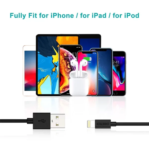 Buy-CHOETECH-1.8m-MFi-Certified-Lightning-To-USB-Cable-2.4A-Fast-Charging-Data-Cable-Black-IP0027-in-Pakistan-at-Dab-Lew-Tech-9 Choetech USB to Lightning Cable Apple Mfi Certified (1.8m/5.9ft) - Black - IP0027 - GC - Image 6