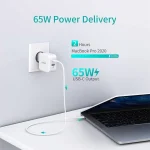 Choetech 65W 2-Port PD Charger GaN Tech USB C Foldable Fast Charging Adapter - EU Plug - White - PD8002 - GC - Image 2