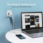 Choetech 65W 2-Port PD Charger GaN Tech USB C Foldable Fast Charging Adapter - EU Plug - White - PD8002 - GC - Image 7