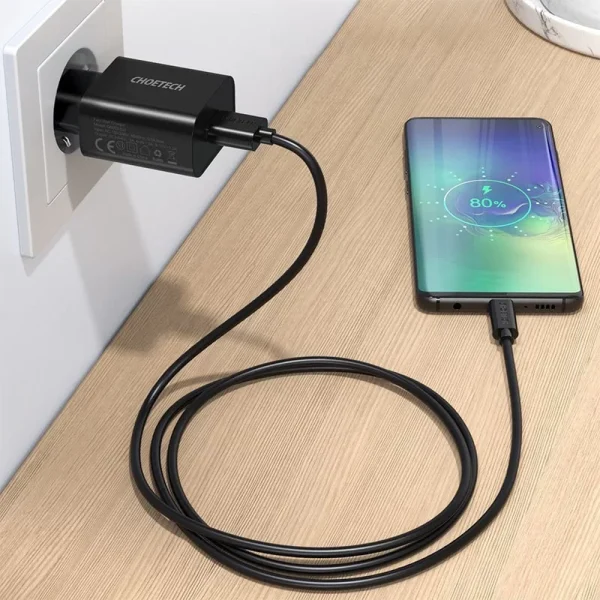 Buy-Choetech-Quick-Wall-Charger-with-USB-Type4 Choetech Quick Charge 3.0 18W 3A USB Wall Charger - EU Plug - Black - Q5003 - GC - Image 3