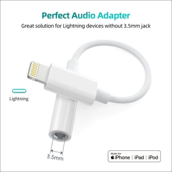 Choetech-AUX005-0 Choetech Lightning To 3.5MM Headphone Adapter - White - AUX005 - GC - Image 8