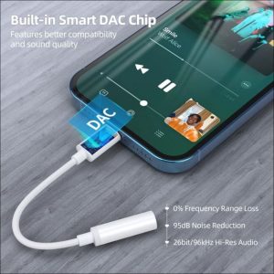 Choetech Lightning To 3.5MM Headphone Adapter - White - AUX005 - GC - Image 5