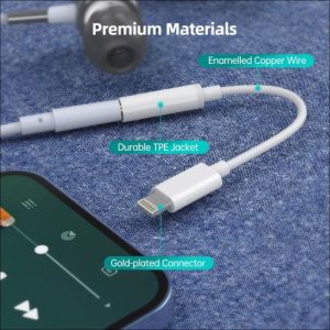 Choetech Lightning To 3.5MM Headphone Adapter - White - AUX005 - GC - Image 3