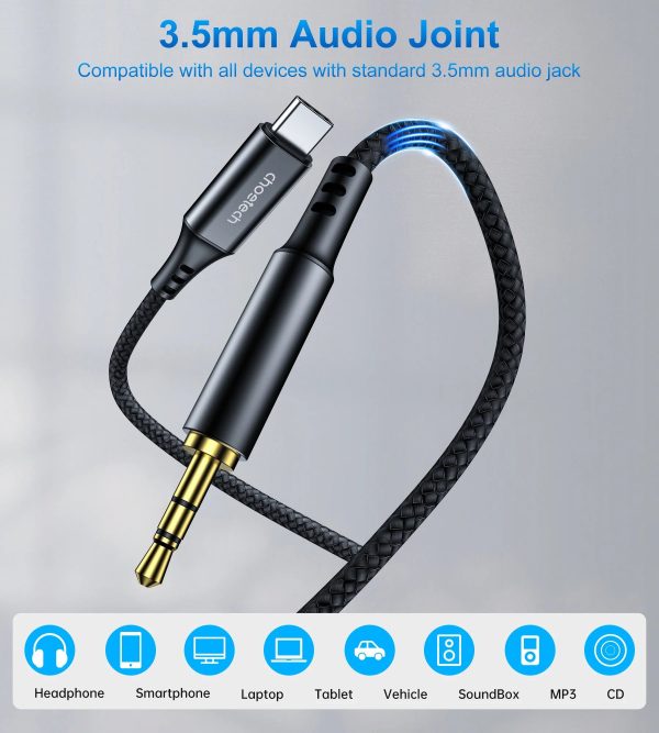 Choetech-AUX006-1 Choetech USB Type-C To 3.5mm 1m Audio Cable for Phones With Type-C Audio Output Model - Black - AUX006 - GC - Image 6