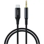 Choetech USB Type-C To 3.5mm 1m Audio Cable for Phones With Type-C Audio Output Model - Black - AUX006 - GC