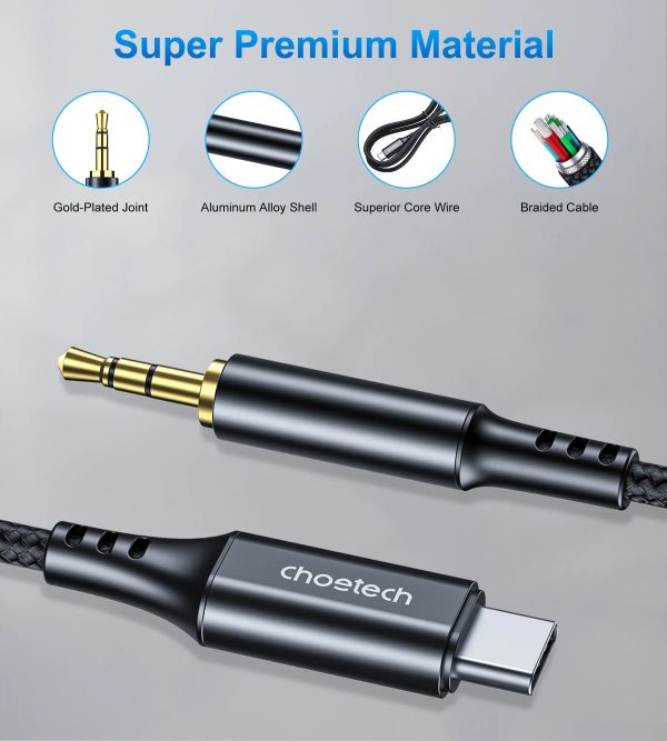 Choetech-AUX006-3 Choetech USB Type-C To 3.5mm 1m Audio Cable for Phones With Type-C Audio Output Model - Black - AUX006 - GC - Image 4