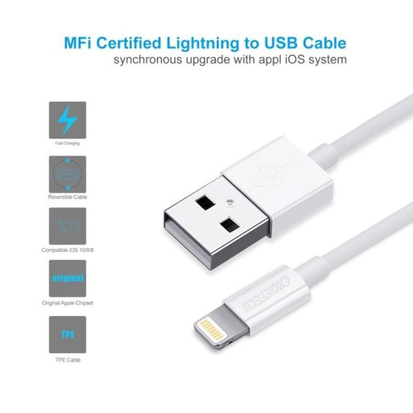 Choetech USB to Lightning Cable Apple Mfi Certified (1.8m/5.9ft) - White - IP0027 - GC - Image 5