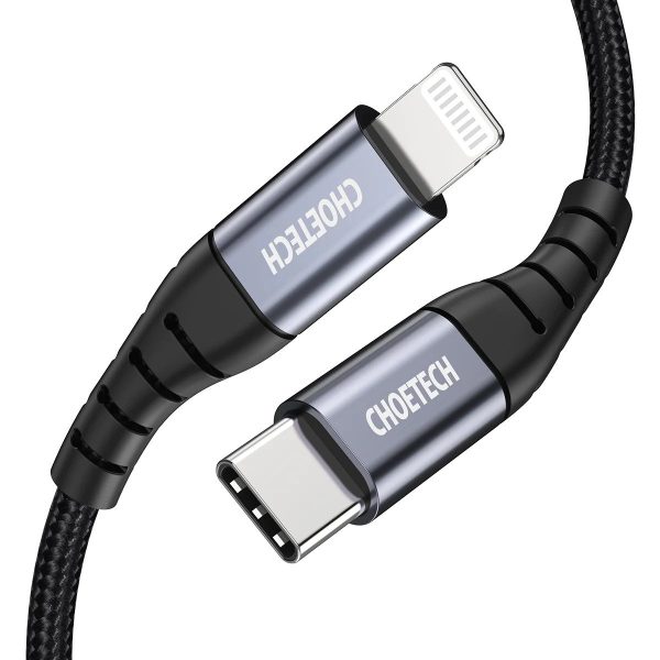 Choetech USB-C to Lightning Nylon Braided MFi Certified Cable (1.2m/3.9ft) - Black - IP0039 - GC - Image 4