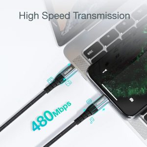 Choetech USB-C to Lightning Nylon Braided MFi Certified Cable (2m/6.6ft) - Black - IP0041 - GC - Image 4