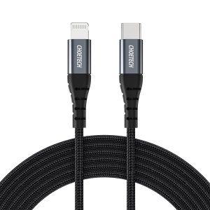 Choetech USB-C to Lightning Nylon Braided MFi Certified Cable (2m/6.6ft) - Black - IP0041 - GC