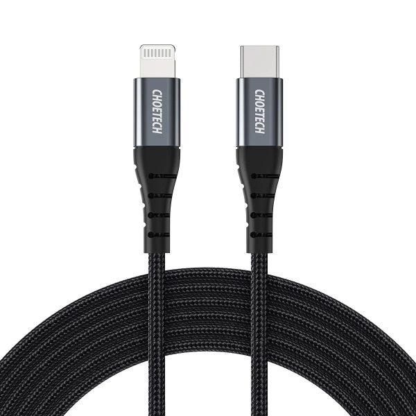 Choetech-IP0041 Choetech USB-C to Lightning Nylon Braided MFi Certified Cable (2m/6.6ft) - Black - IP0041 - GC - Image 1