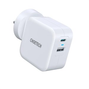 CHOETECH 38W PD Dual Ports Fast Charger UK – White - PD5002 - GC