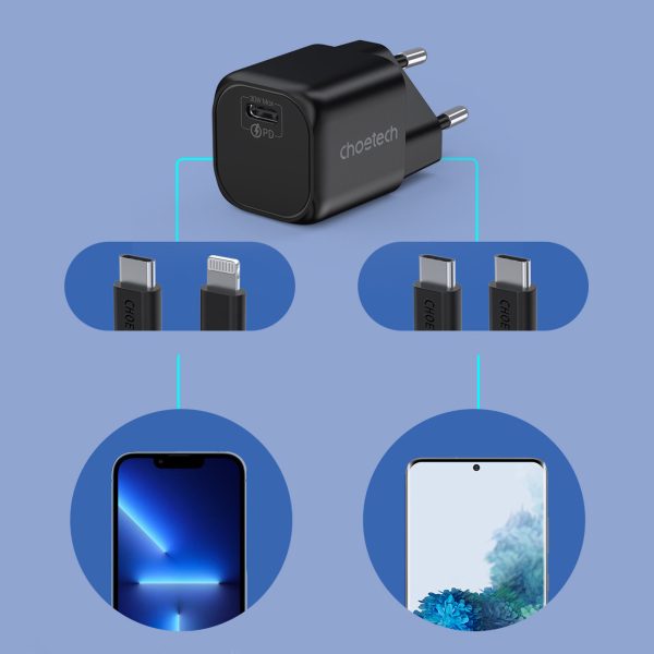 Choetech-PD5007-4 Choetech GaN USB Type C 30W Charger Power Delivery - EU Plug - Black - PD5007 - GC - Image 3