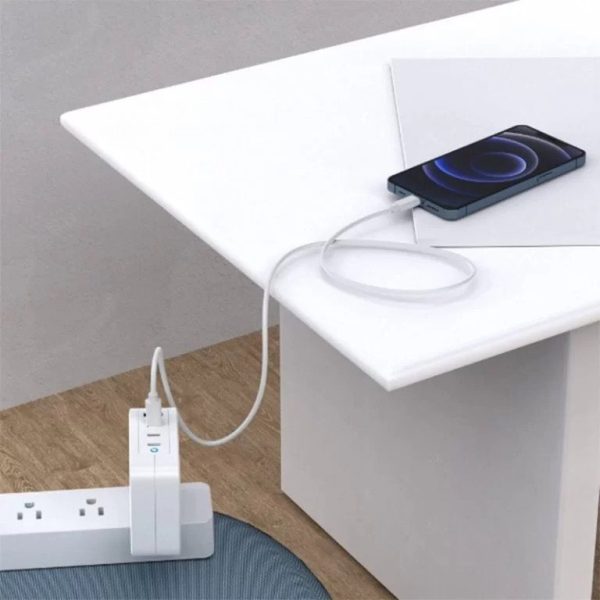 Choetech-PD6001-1 (1) Choetech Ultra Fast 130W Gan 3 USB-C 1 USB-A Power Adapter Charger - US - White - PD6001 - GC - Image 4