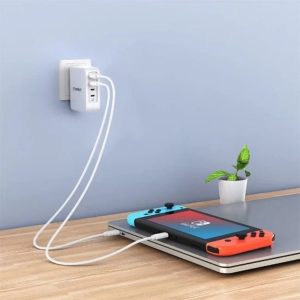 Choetech Ultra Fast 130W Gan 3 USB-C 1 USB-A Power Adapter Charger - US - White - PD6001 - GC - Image 3