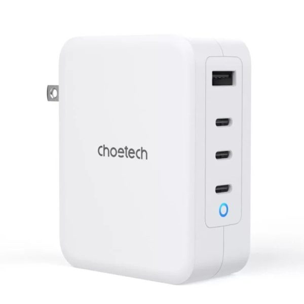 Choetech-PD6001 Choetech Ultra Fast 130W Gan 3 USB-C 1 USB-A Power Adapter Charger - US - White - PD6001 - GC - Image 1